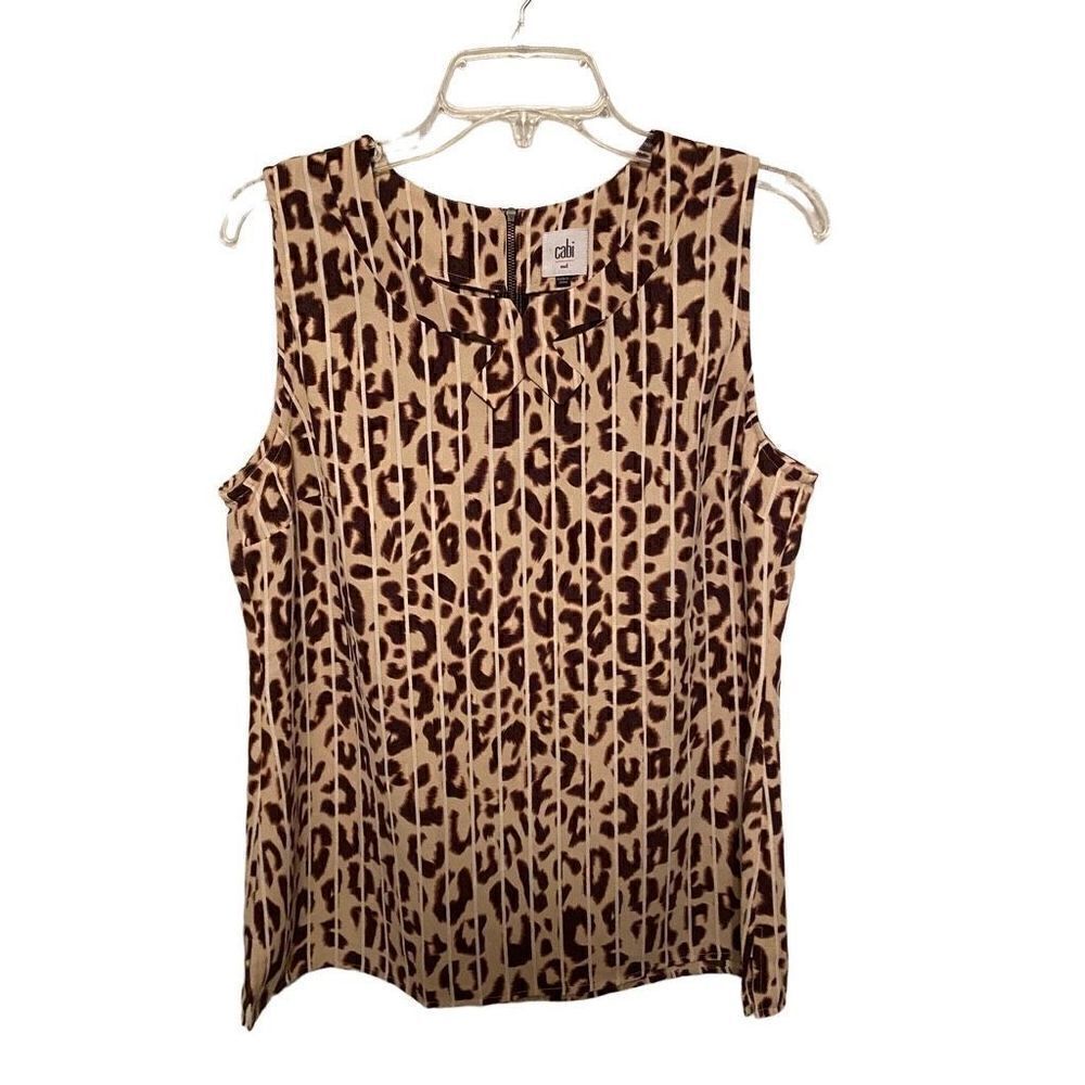 Cabi Ginger Leopard Print Sleeveless Top Blouse Style#3070 Medium